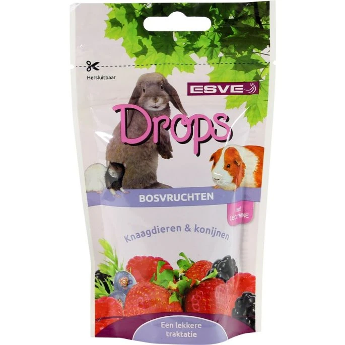 Knaagdier Drops Bosvruchten. Inhoud: 75gr. 3 Knaagdier Drops Bosvruchten. Inhoud: 75gr.